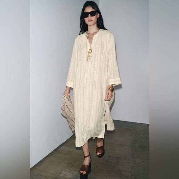 Zara Dresses & Skirts - ZARA STRIPED LINEN TUNIC DRESS ZW COLLECTION